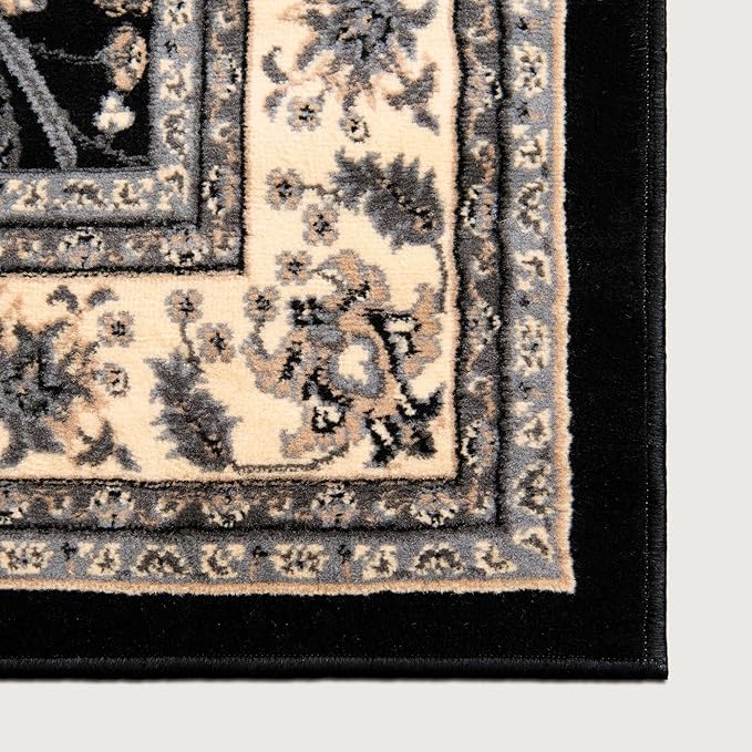 Rugs.com Yasmin Collection Rug – 8 Ft Square Black Medium Rug Perfect for Living Rooms, Kitchens, Entryways