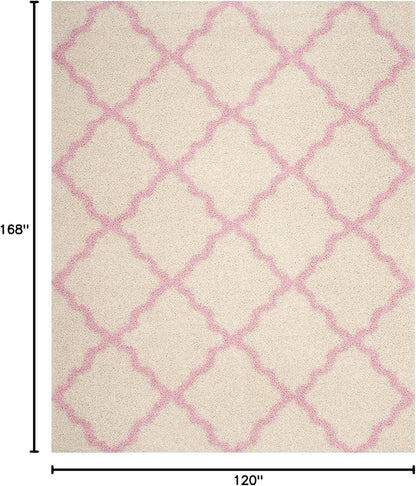 SAFAVIEH Dallas Shag Collection Area Rug - 10' x 14', Ivory & Light Pink, Trellis Design, Non-Shedding & Easy Care, 1.5-inch Thick Ideal for High Traffic Areas in Living Room, Bedroom (SGD257P)