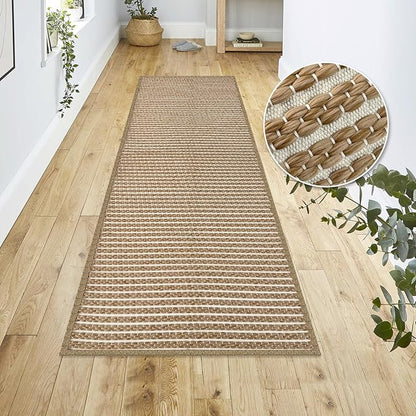 Braided Bathroom Runner Rug,Super Absorbent 24"x48" Non Slip Bath Mats for Bathroom,Boho Runner Rugs for Hallyways,Kitchen,Bedroom,Washable Soft Shower Sink Mat,Brown