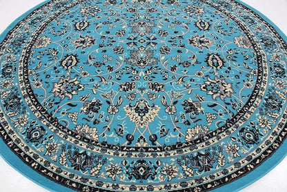 Unique Loom Sialk Hill Collection Area Rug - Washington (8' Round Turquoise/Black)