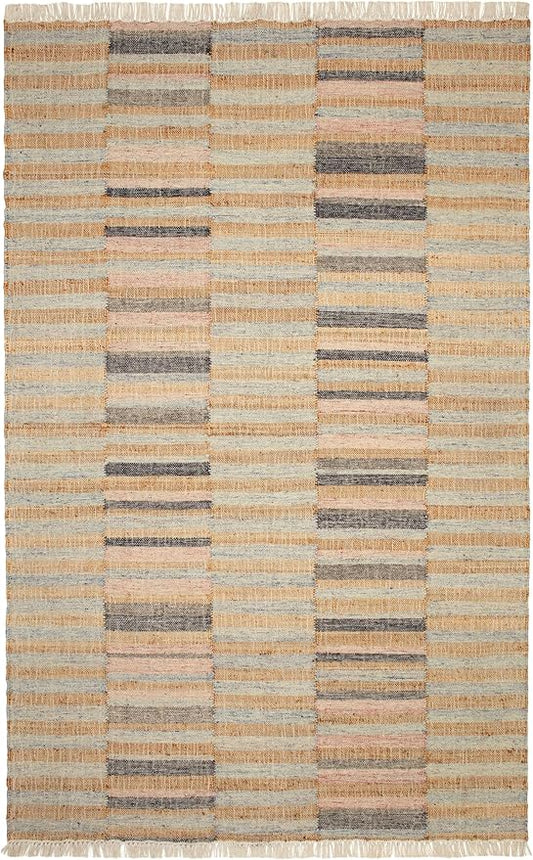 Dash & Albert Ravel Stripe Blue Handwoven Wool Rug, 8.5 X 11.5 Feet, Blue Geometric Pattern