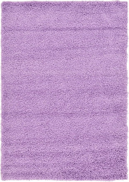 Unique Loom Solid Shag Collection Area Rug (4' 1" x 6' 1" Rectangle, Lilac)