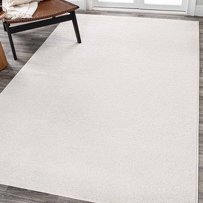 Eyely UES100T-9 Supersoft Haze Solid Low-Pile Indoor Area Rug Casual;Contemporary;Solid;Traditional, Bedroom, Kitchen, Living Room, Easy-Cleaning, Non-Shedding, 9 X 12, Cream