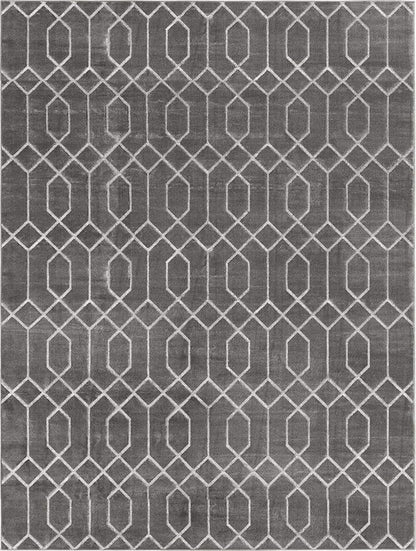 Unique Loom Glam Collection Area Rug - Trellis (10' x 13' Rectangle, Gray Silver/ Silver)