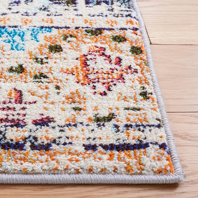 SAFAVIEH Madison Collection Runner Rug - 2'2" x 6', Orange & Beige, Boho Diamond Distressed Design, Non-Shedding & Easy Care, Ideal for High Traffic Areas in Living Room, Bedroom (MAD418P)