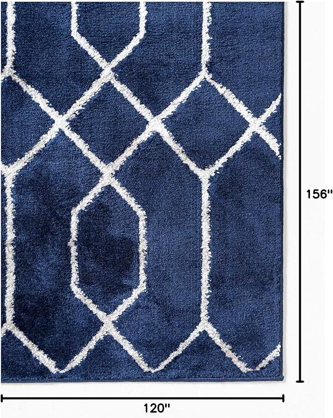 Unique Loom Marilyn Monroe Glam Collection Area Rug - Trellis (10'x 13' Rectangle, Navy Blue Silver/ Silver)