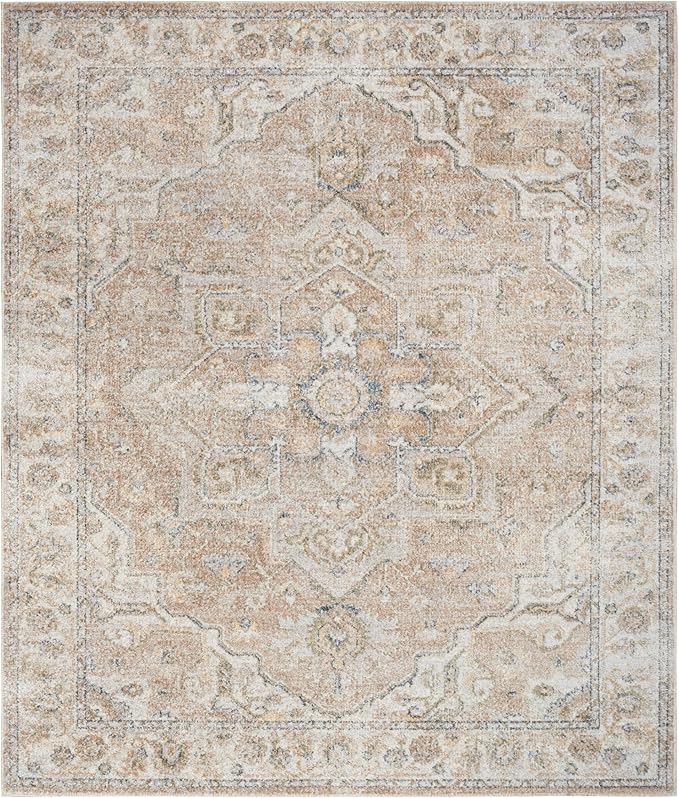 Nourison Home Astra Machine Washable Beige 9' x 12' Area Rug - Easy Clean, Non Shedding, Bed Room, Living Room, Dining Room, Kitchen (9' x 12')