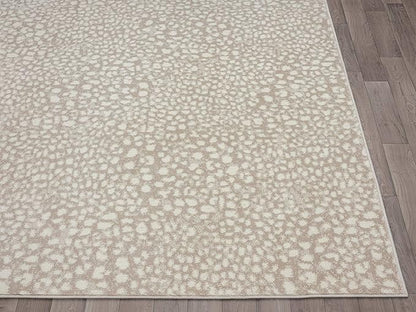 Abani Beige Cheetah Print Area Rug Rugs, Arto Collection - Contemporary Durable Accent Rug (3' x 5')