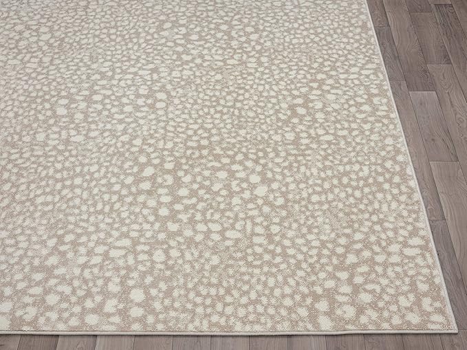 Abani Beige Cheetah Print Area Rug Rugs, Arto Collection - Contemporary Durable Accent Rug (4' x 6')