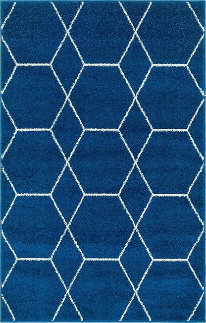 Unique Loom Trellis Frieze Collection Area Rug - Geometric (2' x 3' 1", Navy Blue/ Ivory)