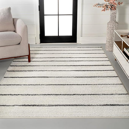 JONATHAN Y Williamsburg Minimalist Stripe Cream/Black Indoor Area Rug, 5x8, Contemporary, Modern, Easy-Cleaning for Living Room, Bedroom, Kitchen, Pet Friendly, Non-Shedding (MOH201D-5)