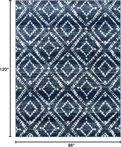 SAFAVIEH Area Rug 8x10 - Adirondack Collection - Large - Navy & Ivory, Geometric Trellis Pattern, Non-Shedding & Easy Cleaning, Ideal for Living Room, Bedroom, Office, Dining Space (ADR131N)