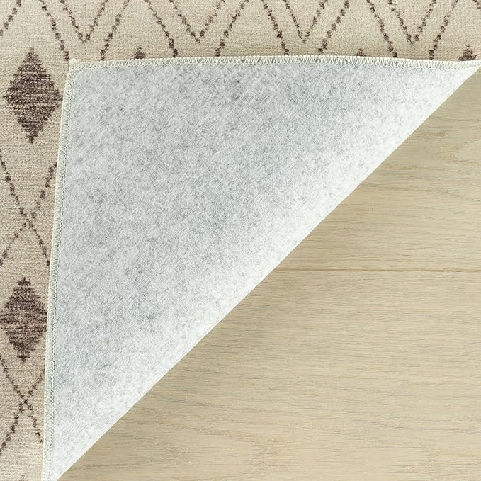 Dash & Albert Chandler Tan Machine Washable Rug, 2 X 3 Feet, Tan Geometric Pattern