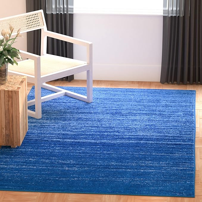 SAFAVIEH Adirondack Collection Area Rug - 4' Square, Light Blue & Dark Blue, Modern Ombre Design, Non Shedding & Easy to Clean, Ideal for Living Room, Bedroom, Office, Dining Space (ADR113F)