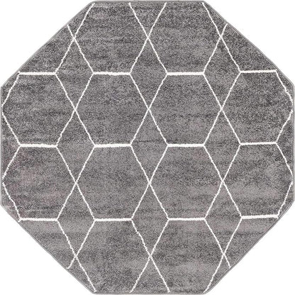 Unique Loom Trellis Frieze Collection Area Rug - Geometric (5' Octagon, Dark Gray/ Ivory)
