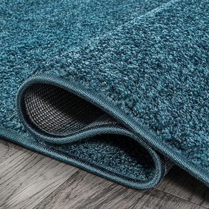 JONATHAN Y Haze Solid Low-Pile Turquoise 6' Round Indoor Area Rug, Coastal,Bohemian,Minimalist,Classic, Easy-Cleaning for Living Room,Bedroom,Kitchen,Pet Friendly,Non-Shedding (SEU100H-6R)