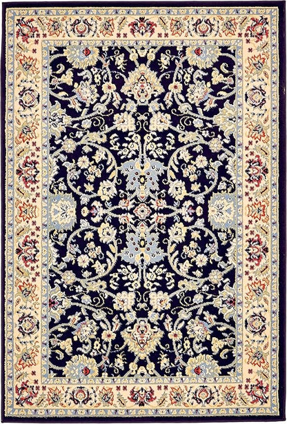 Unique Loom Sialk Hill Collection Area Rug - Washington (4' 1" x 6' 1" Rectangle Navy Blue/Cream)