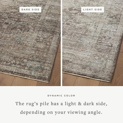 Loloi Magnolia Home by Joanna Gaines Millie Collection MIE-03 Charcoal/Dove 3'-6" x 5'-6", .25" Pile Height, Accent Rug