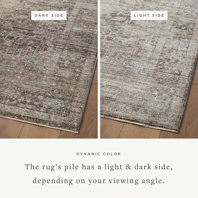 Loloi Magnolia Home by Joanna Gaines Millie Collection MIE-03 Charcoal/Dove 5'-3" x 5'-3", .25" Pile Height, Round Area Rug