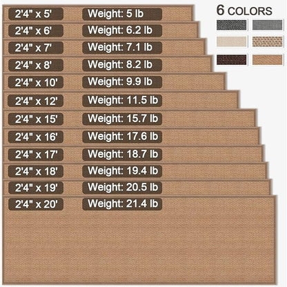 18ft Hallway Runner Rug Mat Non Slip, Rubber Backed Absorbent Floor Rug Carpets, Runner for Entryway Porch Backyard Dining Room, Camel