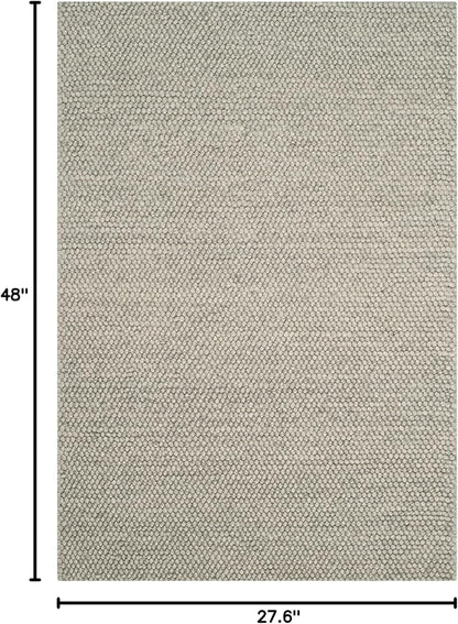 SAFAVIEH Natura Collection Accent Rug - 2'3" x 4', Silver, Handmade Wool Blend, Textured Design, Ideal for Hallway, Bedroom, Foyer (NAT620C)