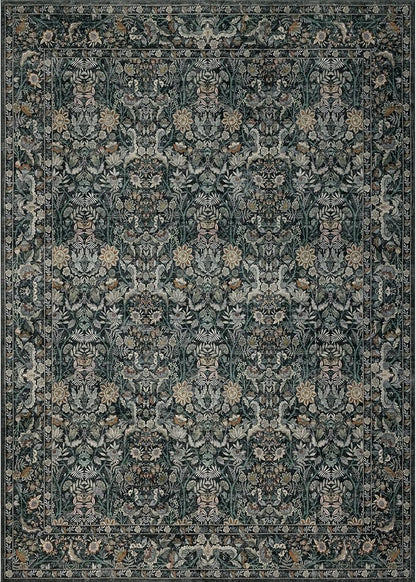 Small Rug 2x3 for Entryway: Boho Floral Door Mat Indoor Entrance Washable - Non-Slip Low Pile Thin Carpet Rugs for Kitchen Bathroom Front Door Laundry - Dark Green