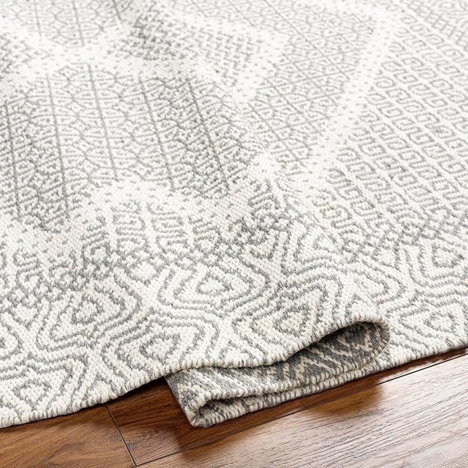 Mark&Day Wool Rugs, 2x8 Nishnabotny Cottage Light Gray Runner Area Rug, Grey Beige Carpet for Hallway, Kitchen, Bedroom or Living Room (2'6" x 8' Runner)