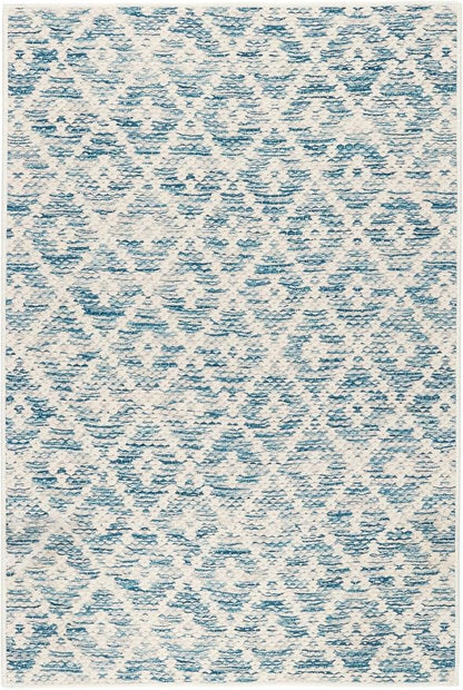 Dash & Albert Melange Diamond Blue Machine Washable Rug, 9.5 X 13.5 Feet, Blue Geometric Pattern