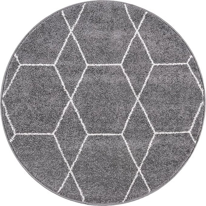 Unique Loom Trellis Frieze Collection Area Rug - Geometric (3' Round, Dark Gray/ Ivory)