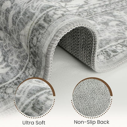 Washable Runner Rug 2x6 | Non Slip Rug Runners for Hallways, Entryways, Kitchens, Bathrooms, Bedrooms | Ultra-Soft Flannel Carpet Runners with Rubber Backing (Beige, 2x6)