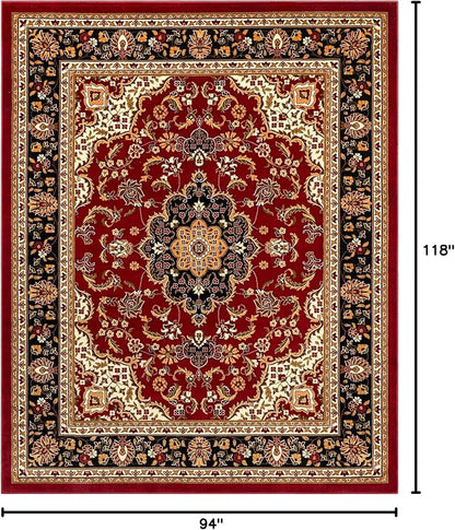 Well Woven Barclay Collection Medallion Kashan Red 8x10 Area Rug - for Living Room, Bedroom, and Dining Room