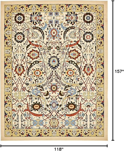 Unique Loom Espahan Collection Area Rug - Cape Cod (9' 10" x 13' 1" Rectangle, Cream/ Black)