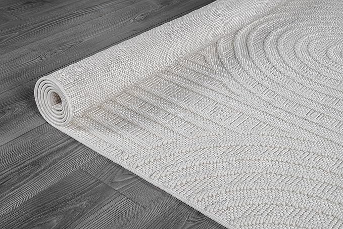 Beverly Rug Micro Loop Large Area Rug White 10x14 Modern Luxury Circle Geometric Durable Indoor Area Rugs for Living Dining Room Office Stain Resistant Non Shedding Casual Indoor Carpet White 10x14