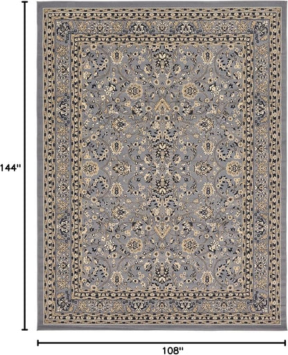 Rugs.com Yasmin Collection Rug – 9' x 12' Gray Medium Rug Perfect for Living Rooms, Large Dining Rooms, Open Floorplans