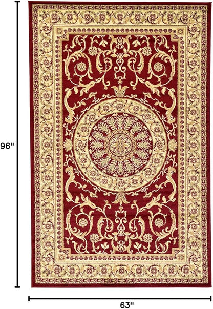 Unique Loom Versailles Collection Traditional Classic Medallion Floral Motif Area Rug (5' 0 x 8' 0 Rectangular, Burgundy/ Ivory)