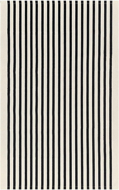 KOZYFLY Black and Beige Striped Rug 5x8 Ft Area Rug Washable Indoor Outdoor Rug Cotton Outdoor Patio Rugs Farmhouse Rugs Living Room Carpet for Patio Dining Room Bedroom