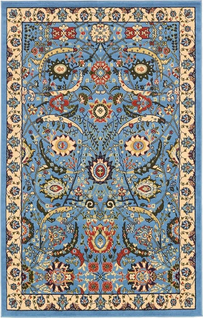 Unique Loom Espahan Collection Area Rug - Cape Cod (5' 3" x 8' Rectangle, Blue/ Black)