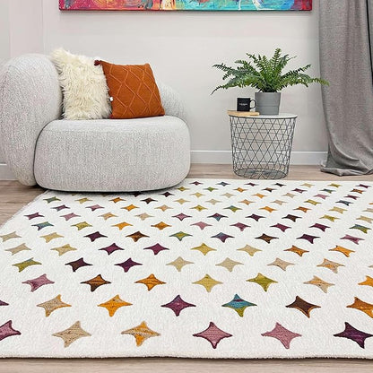 Alfa Rich 3x5 Moroccan White Area Rugs for Living Room Decor Washable Cotton Pet Friendly Runner