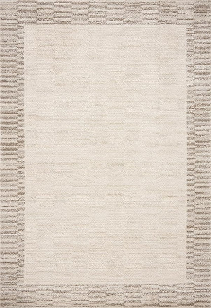 Loloi Chris Loves Julia Calvin Collection CLV-04 Ivory/Pebble 9'-6" x 12'-6" Area Rug Checkered Neutral Soft Living Room Bedroom Carpet