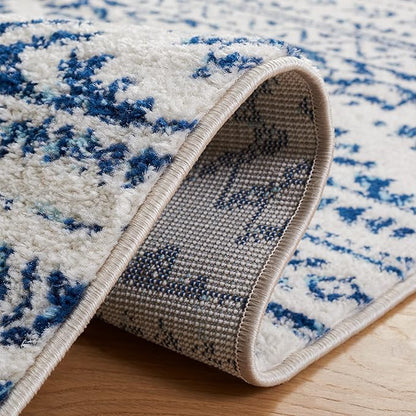 SAFAVIEH Tulum Collection Area Rug - 10' Round, Ivory & Navy, Moroccan Boho Tribal Design, Non-Shedding & Easy to Clean, Ideal for Living Room, Bedroom, Dining Space (TUL272D)