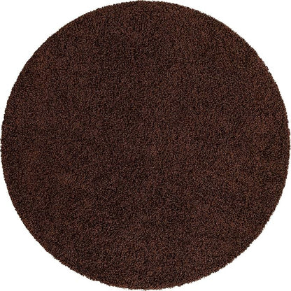 Unique Loom Solid Shag Collection Area Rug (7' 1" Round, Chocolate Brown)