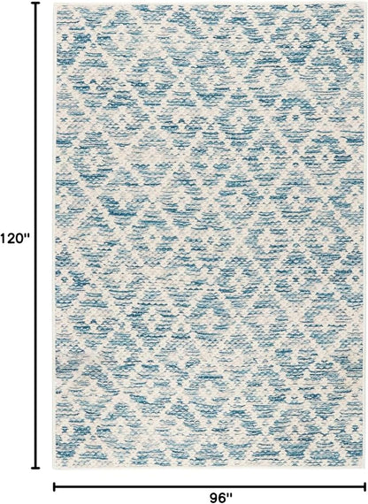 Dash & Albert Melange Diamond Blue Machine Washable Rug, 7.5 X 9.5 Feet, Blue Geometric Pattern