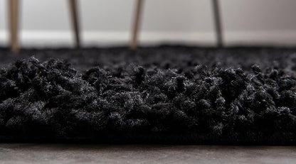 Unique Loom Solid Shag Collection Area Rug (2' 6" x 10' Runner, Jet Black)
