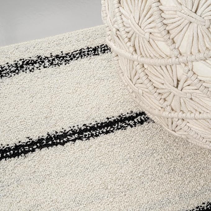 JONATHAN Y Williamsburg Minimalist Stripe Cream/Black Indoor Area Rug, 8x10, Contemporary, Modern, Easy-Cleaning for Living Room, Bedroom, Kitchen, Pet Friendly, Non-Shedding (MOH201D-8)