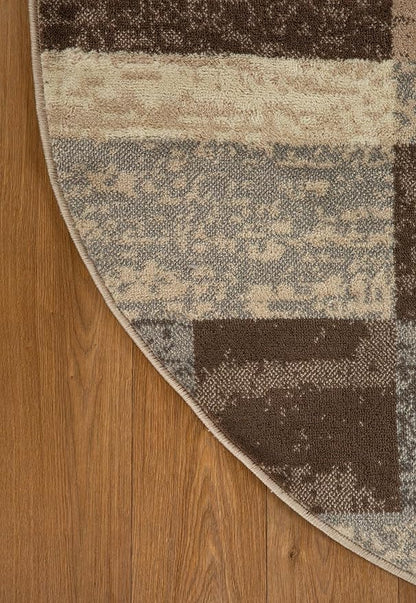 Superior Indoor Area Rug, Jute Backing, Plush Modern Rugs for Entryway, Kitchen Floors, Office Floor Cover, Color Block Rugs, Rockwood Collection, 8' Round, Slate