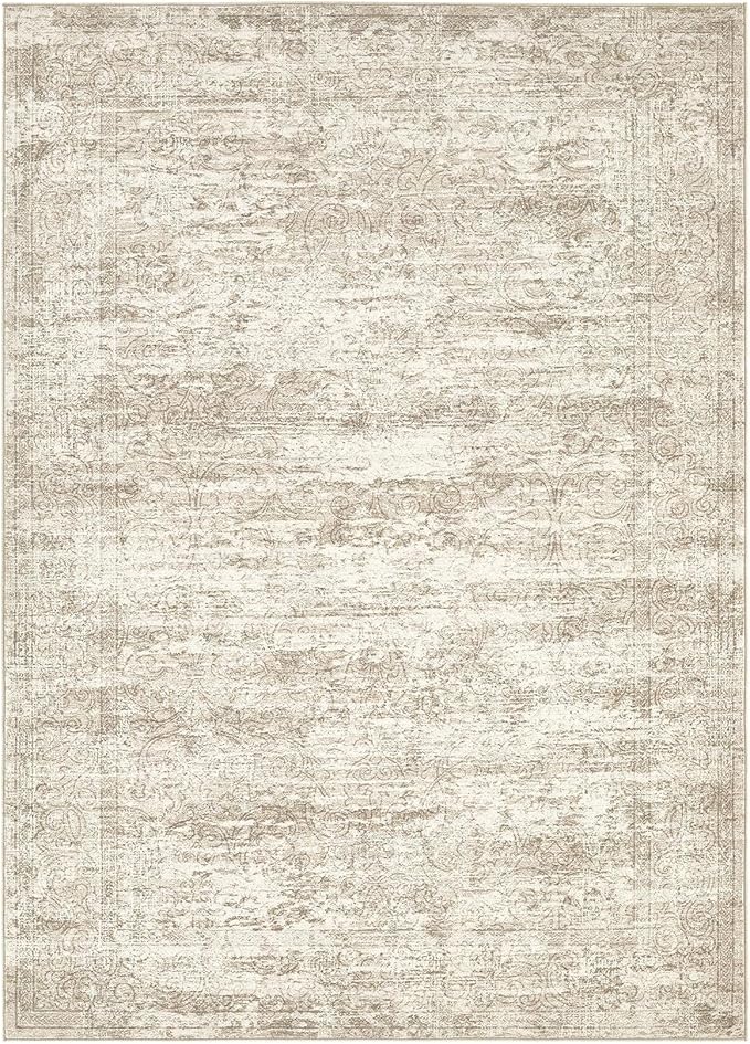 Area Rug Living Room Rugs - 5x7 Abstract Large Soft Indoor Washable Rug Neutral Modern Low Pile Carpet for Bedroom Dining Room Farmhouse Home Office - Vintage Beige
