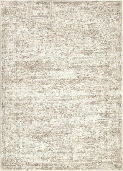 Area Rug Living Room Rugs - 5x7 Abstract Large Soft Indoor Washable Rug Neutral Modern Low Pile Carpet for Bedroom Dining Room Farmhouse Home Office - Vintage Beige