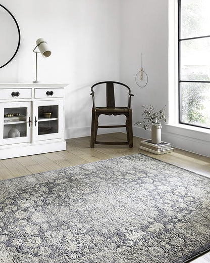 Loloi Teagan Collection TEA-01 Denim/Mist 2'-8" x 13' Runner Rug, Large, Soft Neutral Rug, High-Traffic for Living Room, Bedroom, Home Office, Dining Area