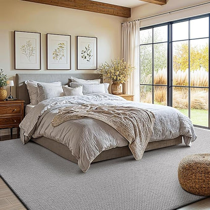 Shilucheng Wool Rug 9x12 Non-Slip, Blend 80% Wool and 20% Cotton Rugs for Living Room, Bedroom, Dinning Room, Soft Durable Cotton Backing Modern Area Rug (Gray)