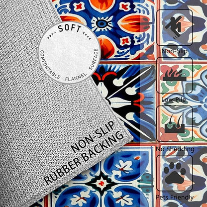 Moroccan Trellis Rugs 8x10 -Moroccan Tile Rug, 4x5 ft, Colorful Trellis Area Rug, Geometric Patchwork Washable Rugs for Living Room Bedroom, Oriental Traditional Home Decor & Gifts